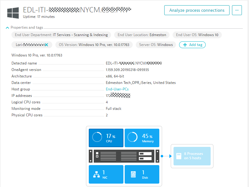 OneAgent picks up additional metadata about location, user, department … - this data can also be used for tags