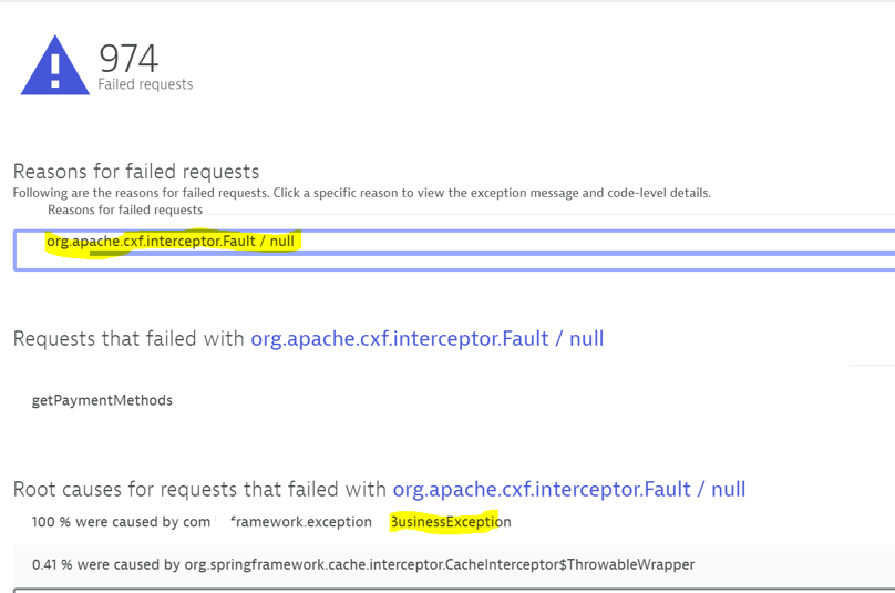 Screenshot Reasons for failed requests