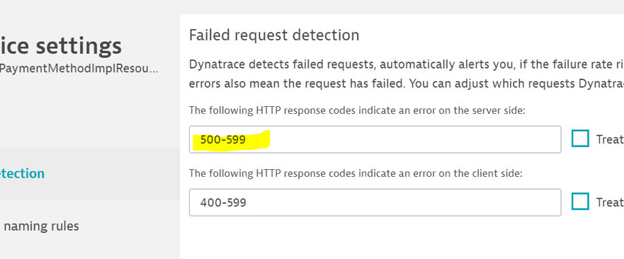 Screenshot Failed request detection