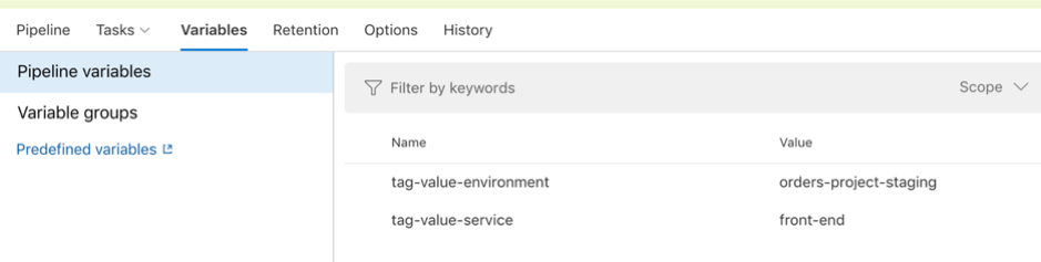 Dynatrace screenshot - Create variables for tag inputs