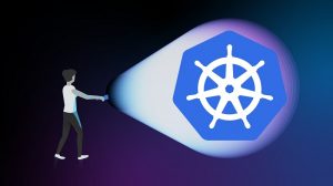 person shines a light on the Kubernetes logo to discover the root cause of OOMKilled out of memory errors, Kubernetes adoption and Kubernetes survey