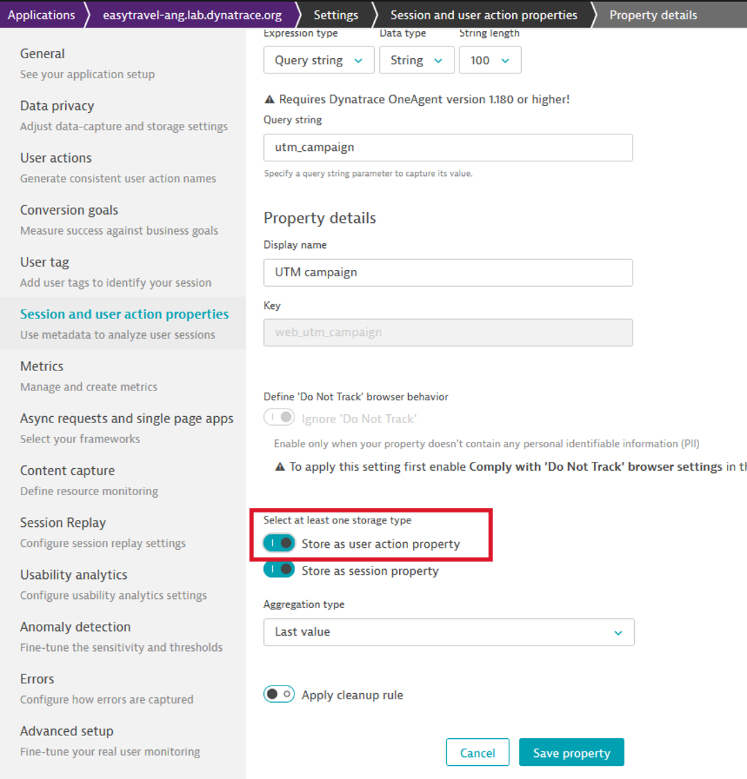 turn UTM campaign parameter into a user action parameter