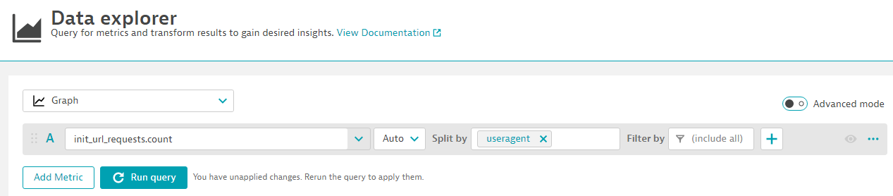 OpenTelemetry configuration: Screenshot of meter objects for the user agent