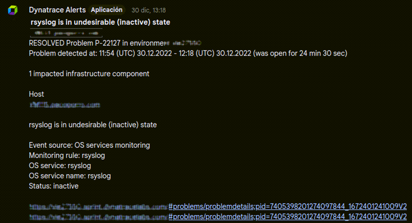 Dynatrace alerts in Google Chat