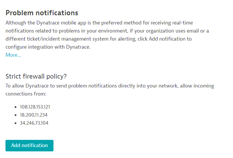 Add notification screen in Dynatrace