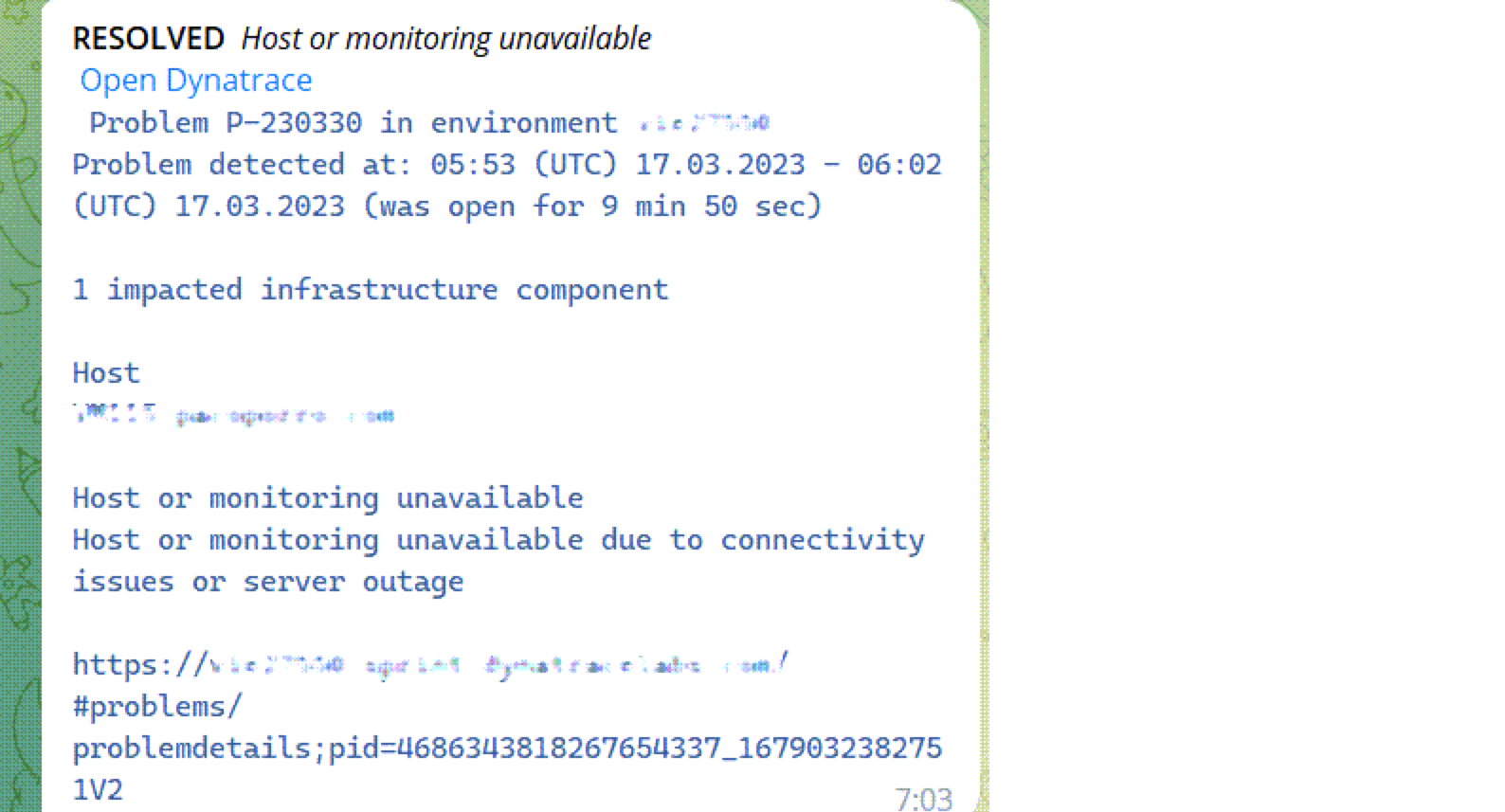 Example resolved notifications in Telegram