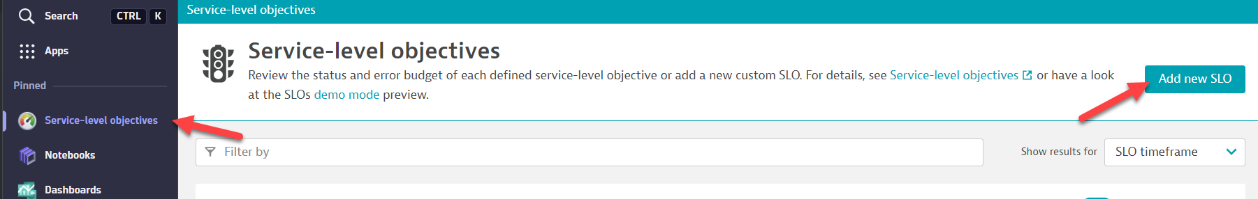 add new SLO interface in Dynatrace