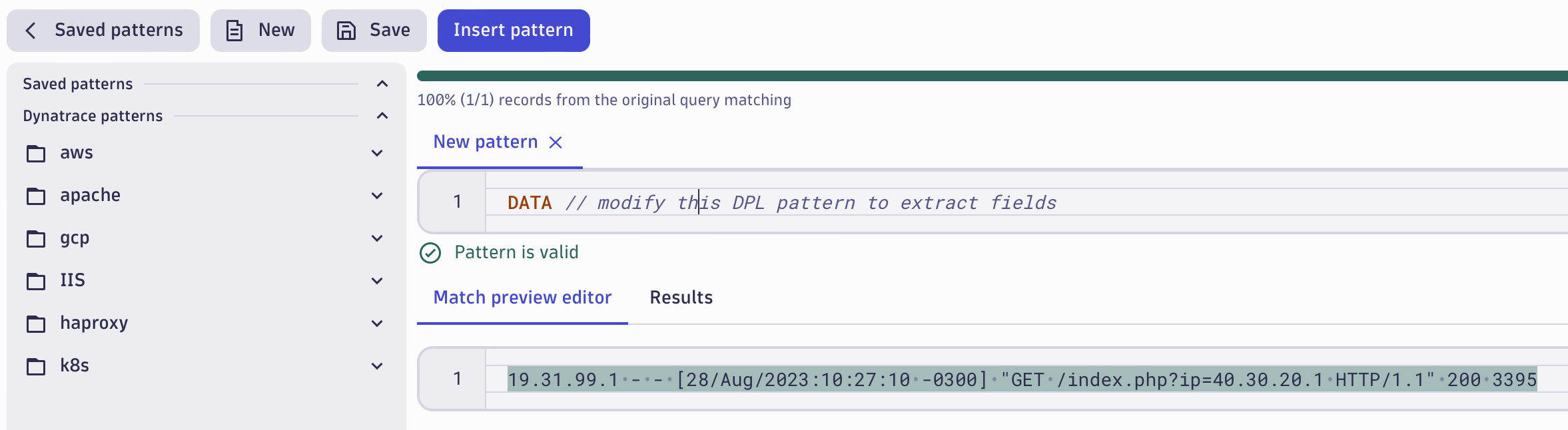 Figure 2: Choose from a list of available patterns