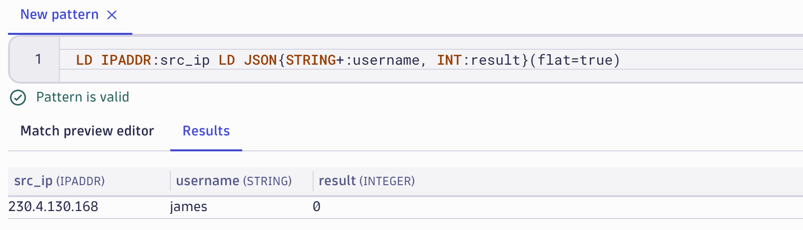 Figure 9: Extracted fields in the Results tab.