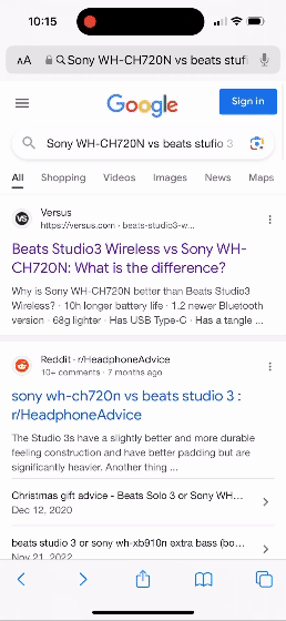headphone comparison mobile experience