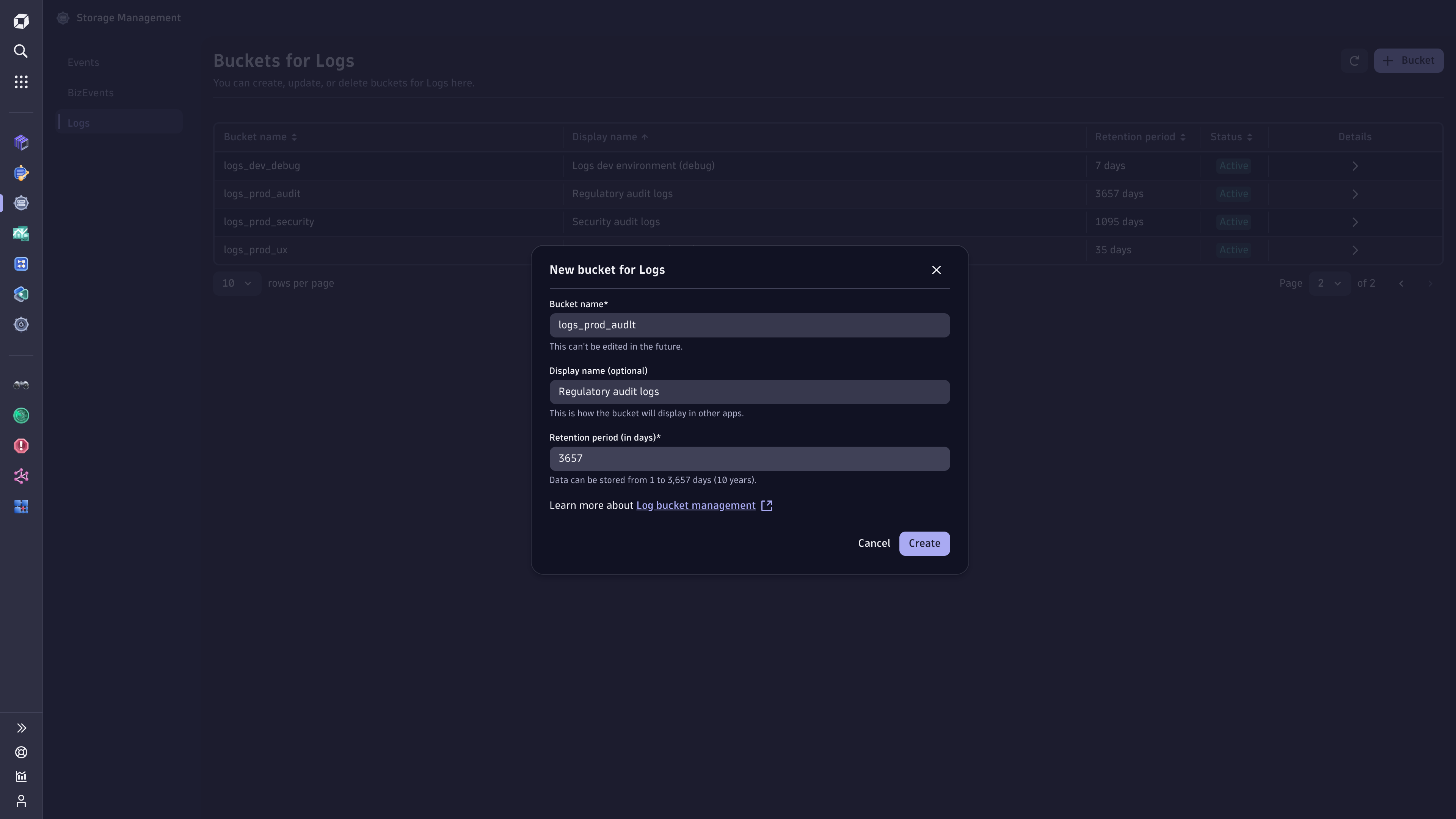 Grail data retention