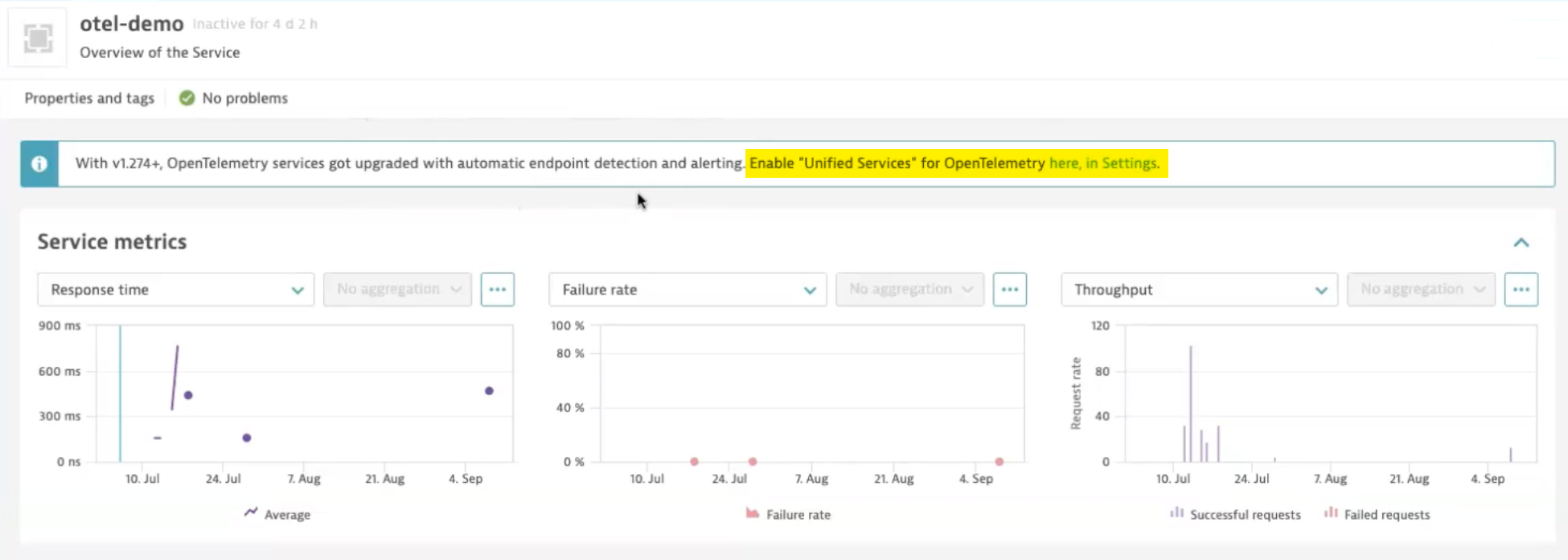screenshot showing how to enable unified services