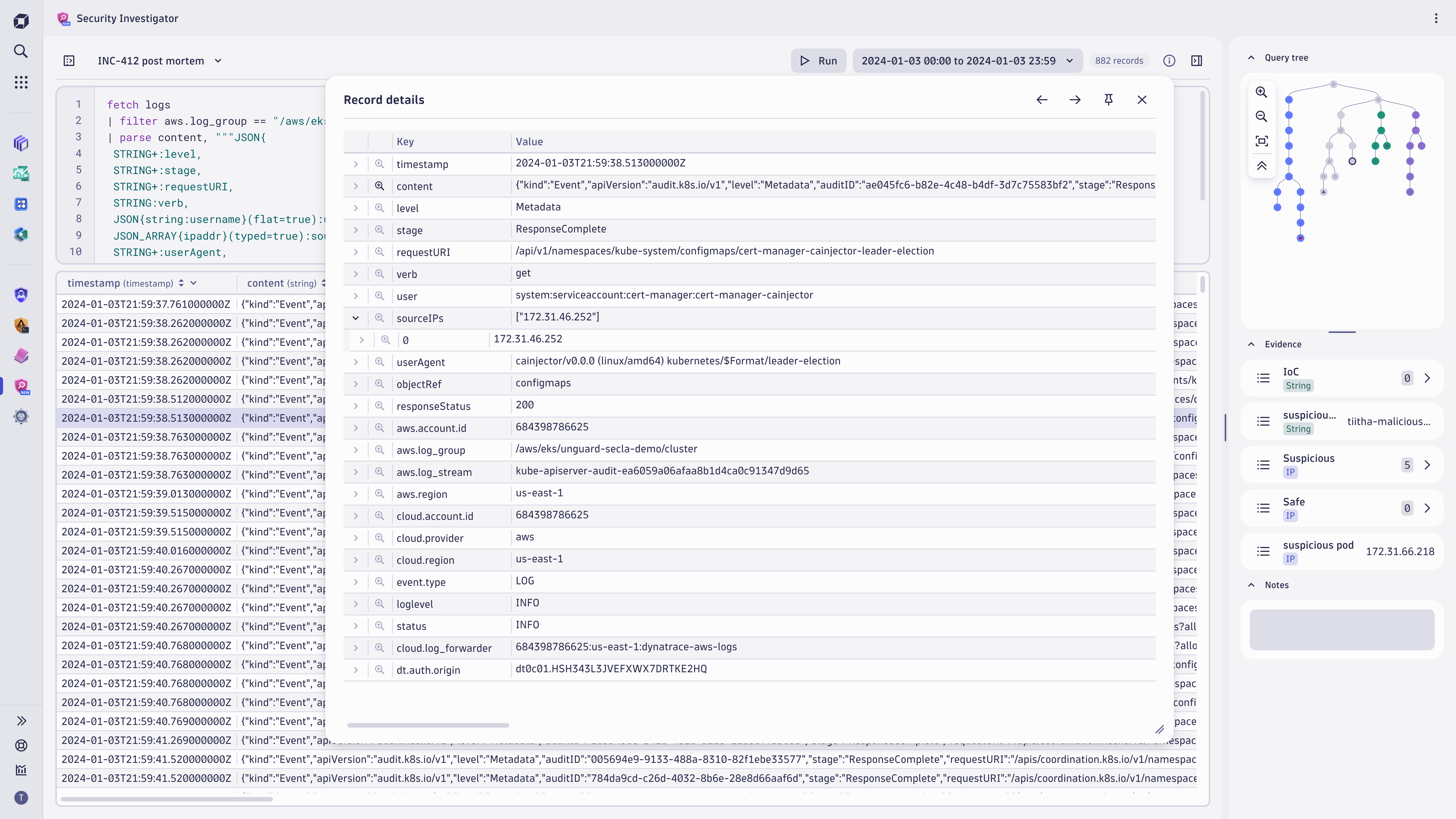 Drill down on content details to view data in its original format.