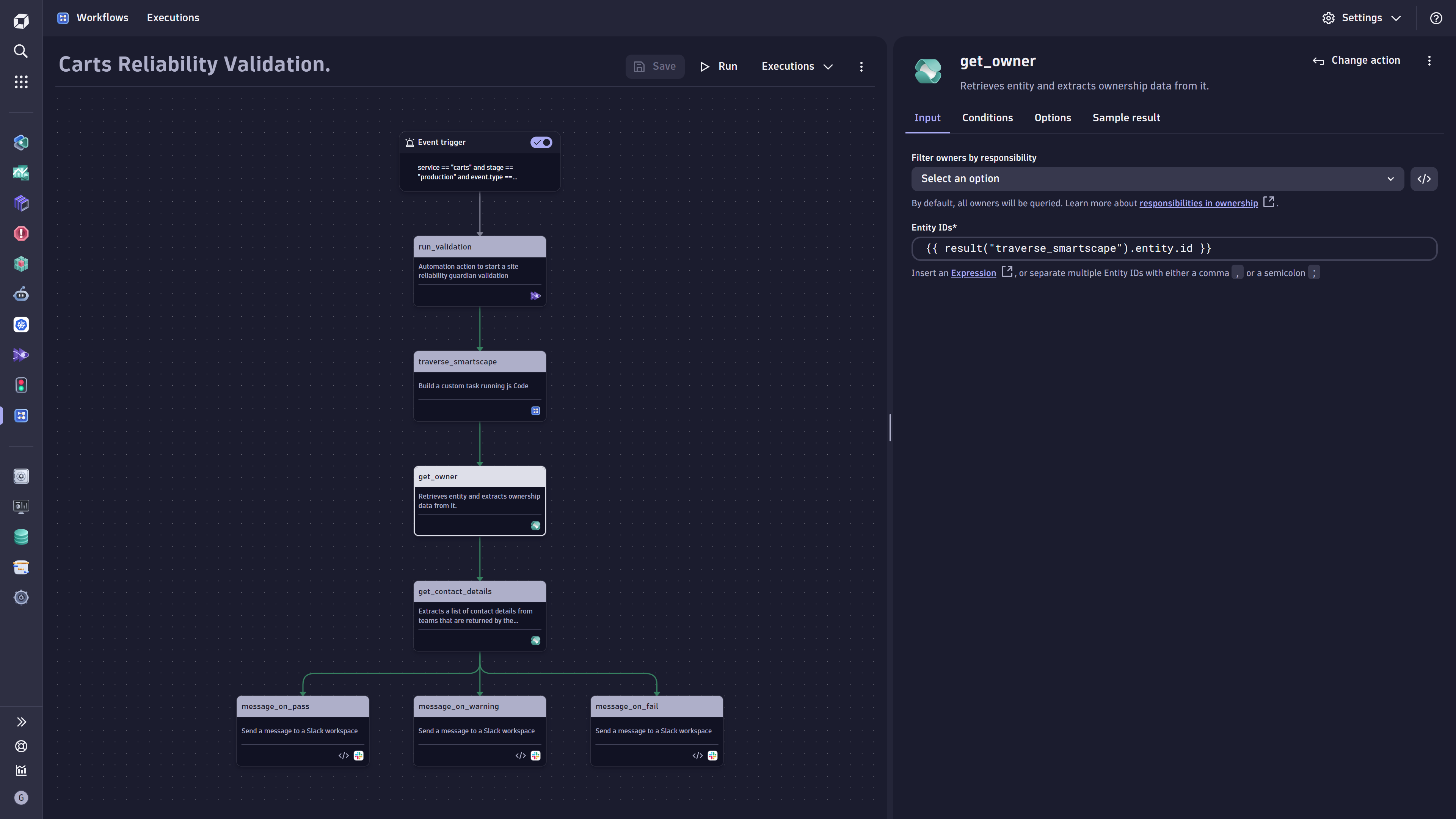 Sample workflow for an automated release validation 