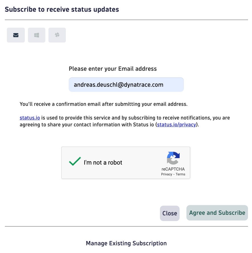 Status update Dynatrace