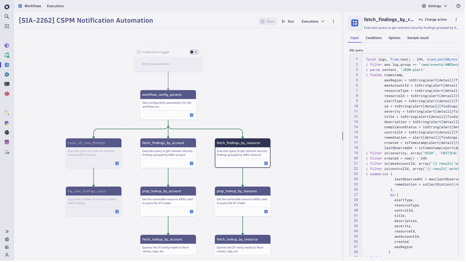 Custom workflow to ingest security events from AWS