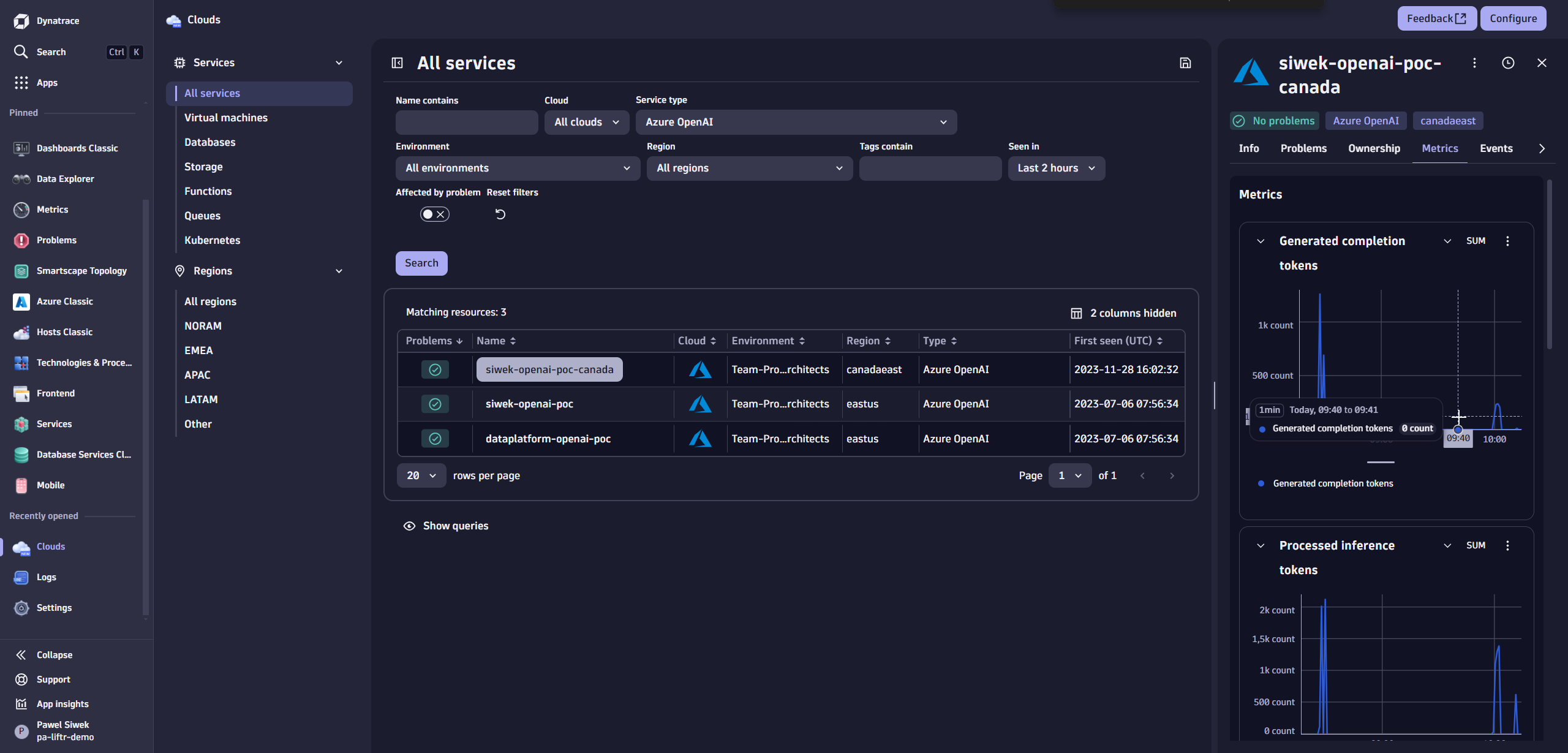 Azure OpenAI in Dynatrace screenshot