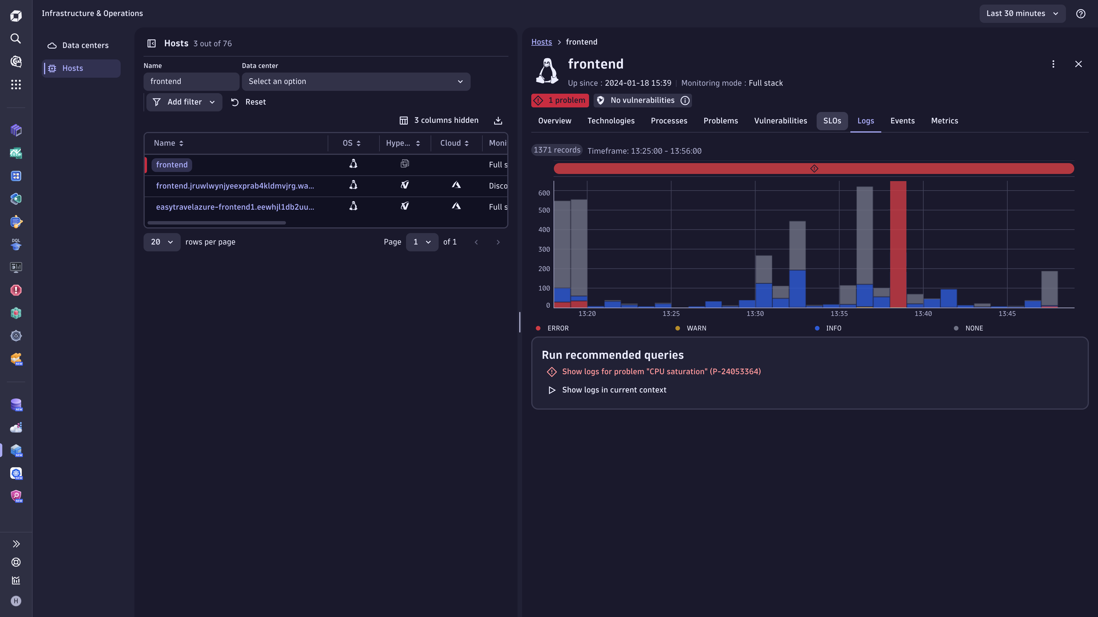 hosts logs in context