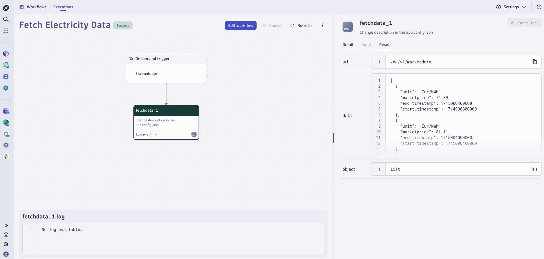 Fetch Electricity Data in Dynatrace screenshot