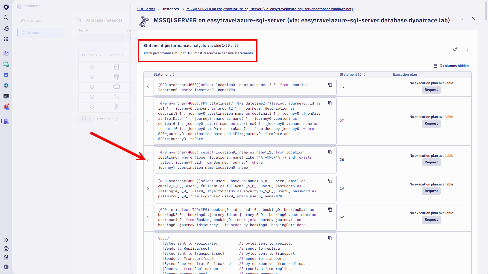 Statement performance analysis
