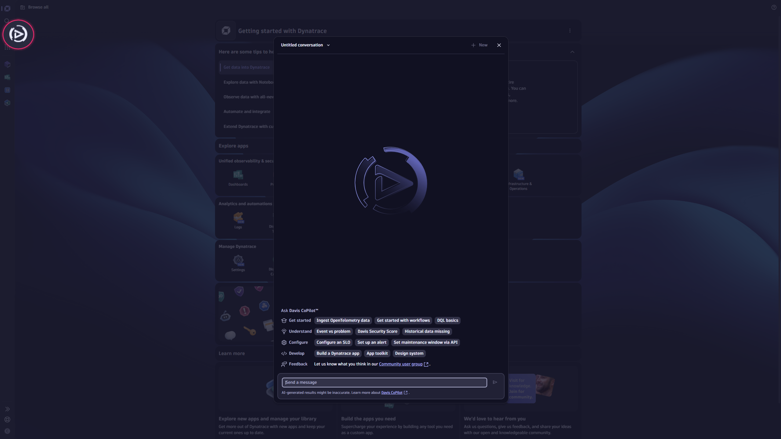 Davis CoPilot can be accessed anytime directly from the Dock.
