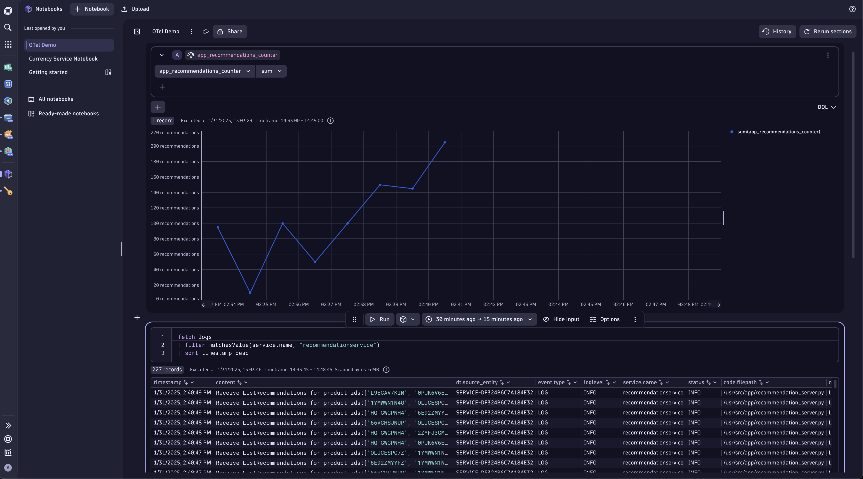 With Notebooks, you can Chart, analyze, set up alerts, and forecast any of your metrics in Dynatrace