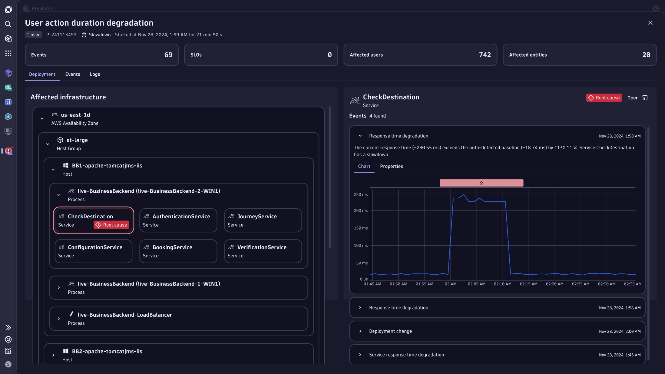 Root cause analysis with the Problems app