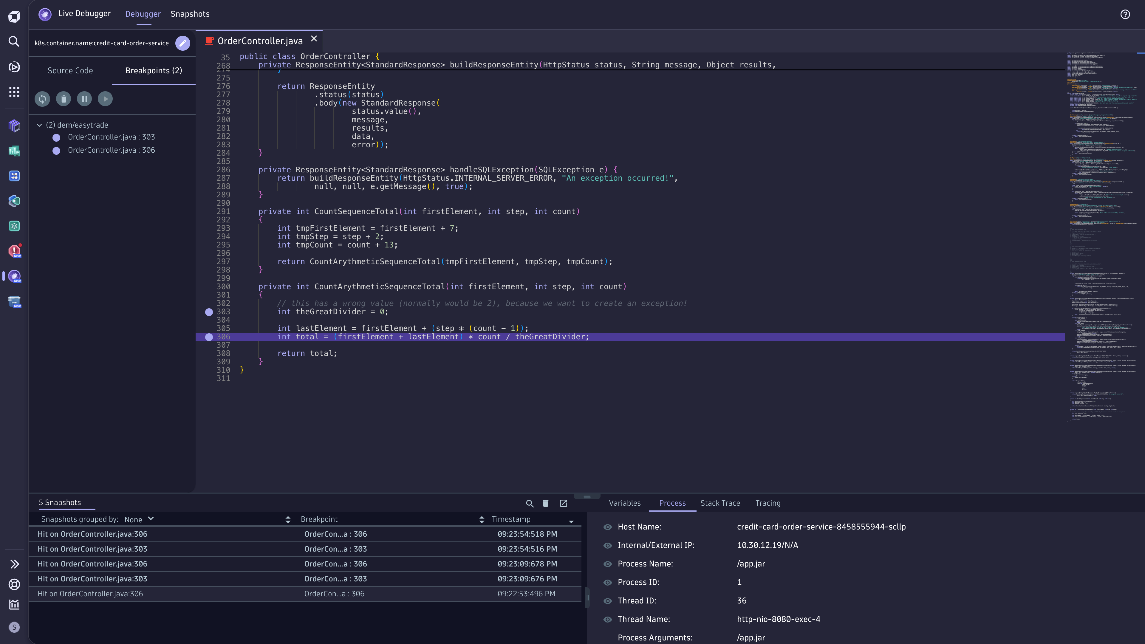 Figure 2. Set multiple non-breaking breakpoints to measure and correlate data.
