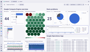 See the dashboard in action, offering detailed insights into a Google Cloud workload, either compute or non-compute resources, and an overview of the problems identified by Dynatrace Davis AI