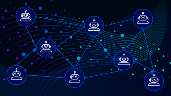 multiple robot icons linked like a network on a dark background asking the question, what is agentic AI? And what is Model Context Protocol? also represents AI agent observability and Amazon Bedrock agents monitoring