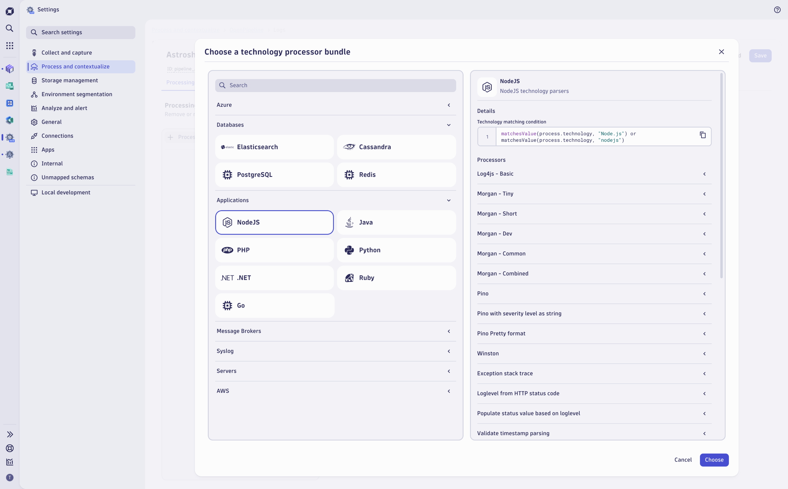 Figure 2. Utilize ready-made processor bundles to quickly set up new pipelines. 