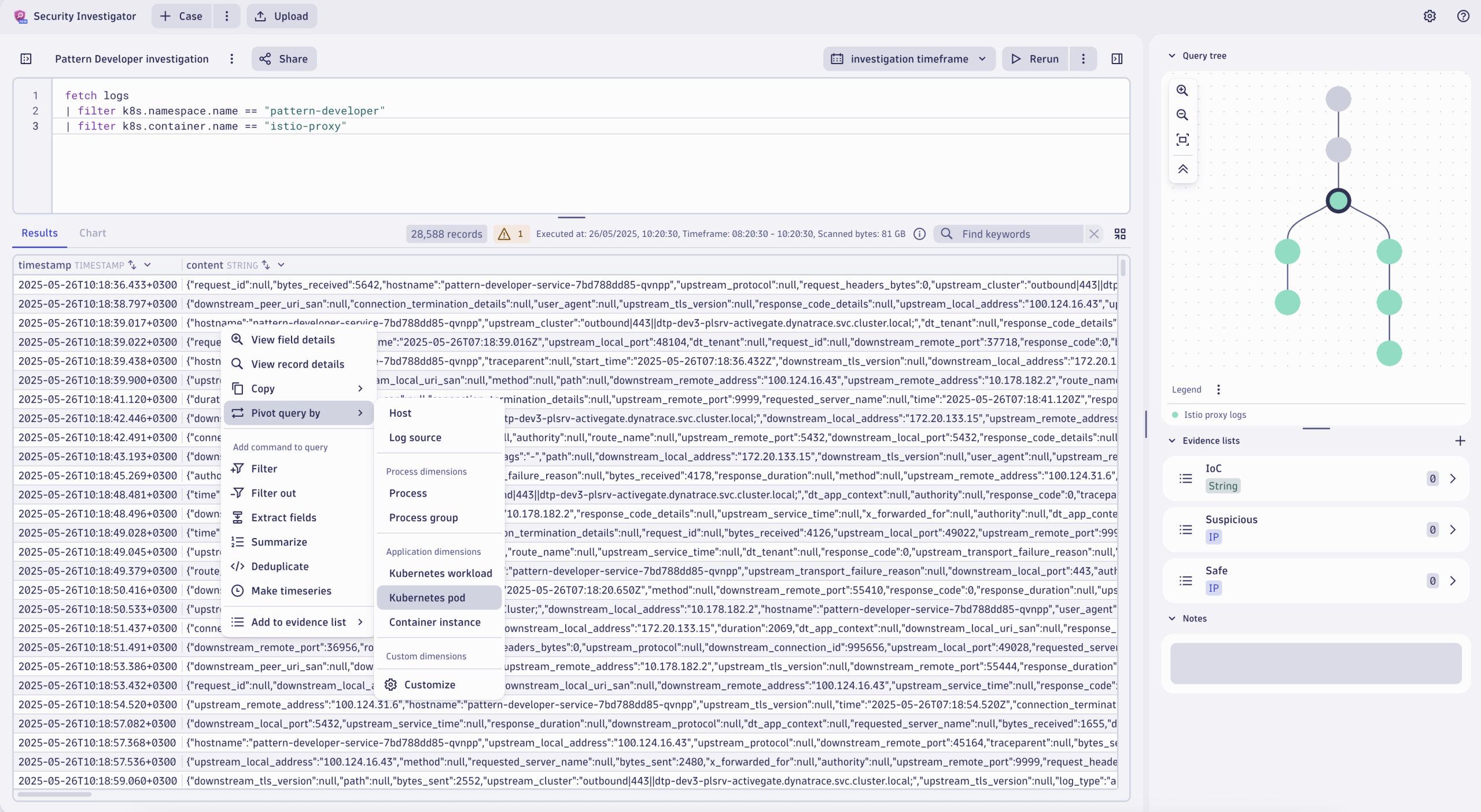 Security Investigator in Dynatrace screenshot