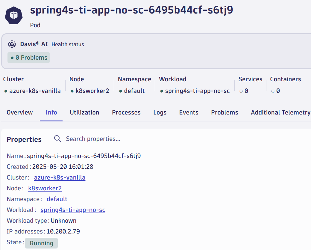 Spring4Shell info in Dynatrace screenshot