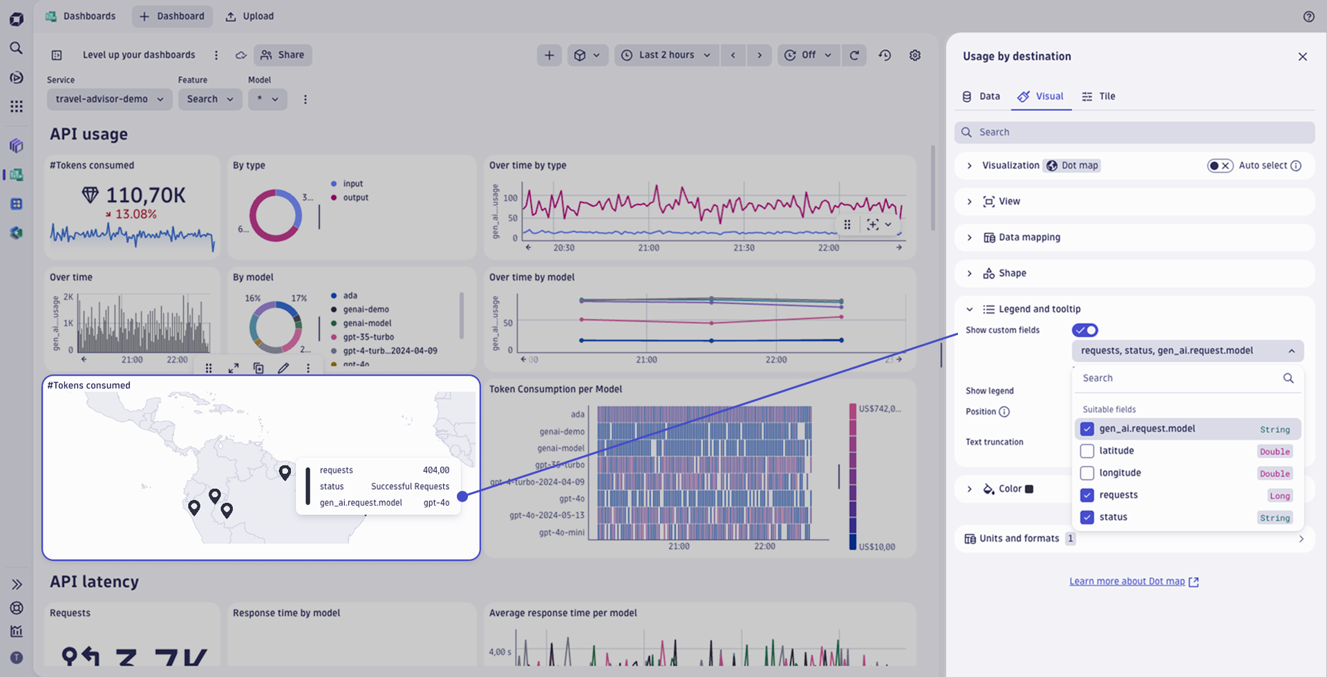 Use the map visualization to display data geographically and to uncover location-based patterns.