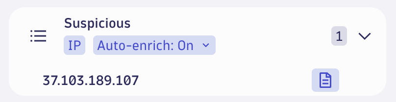 IP address and corresponding enrichment data