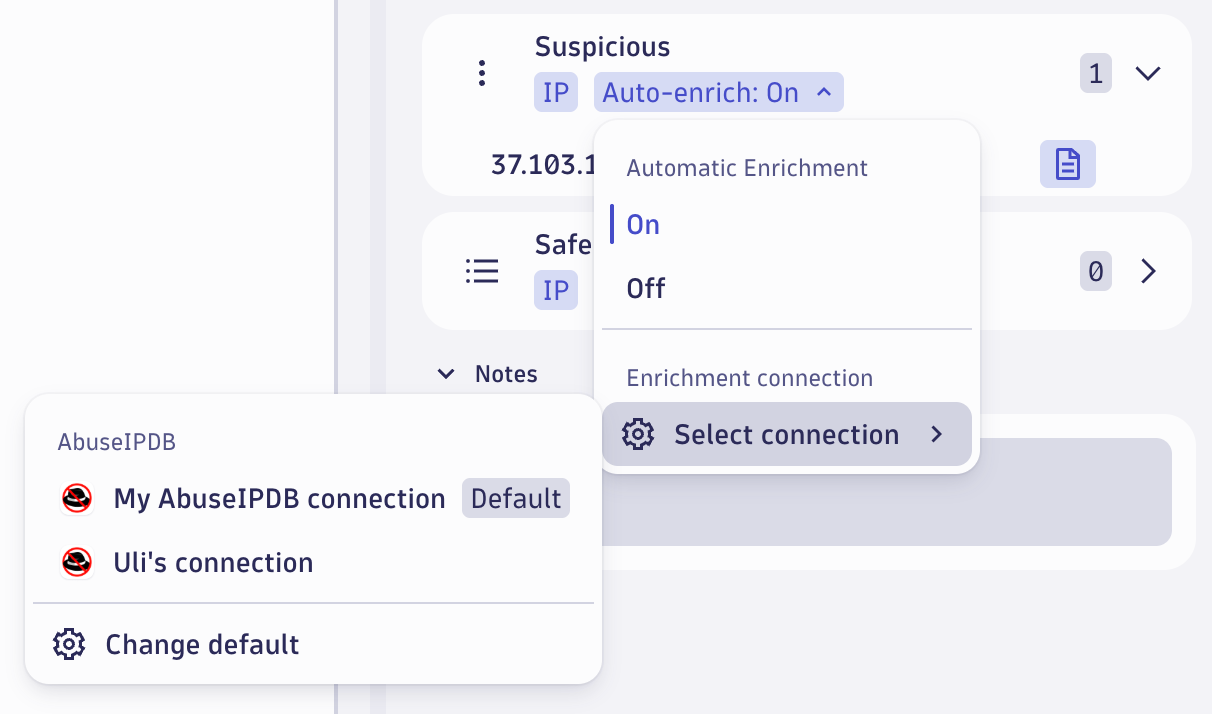 Automatic IP evidence enrichment