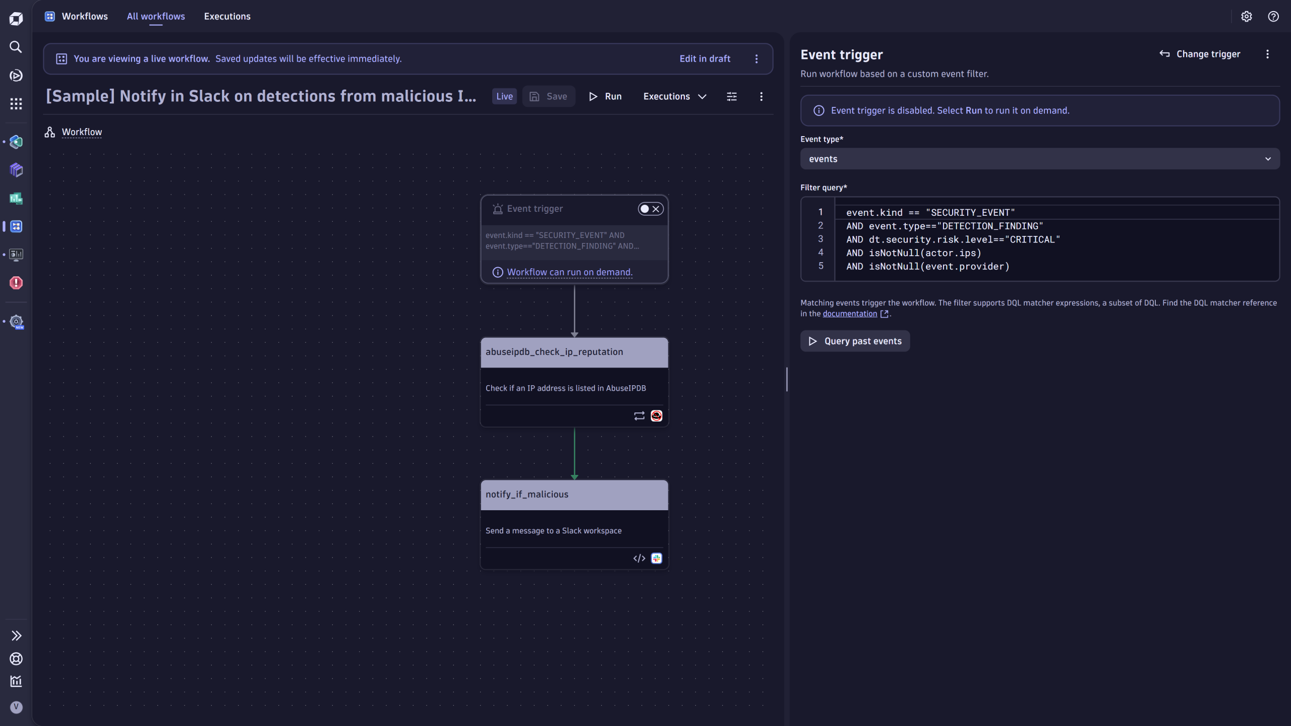 Workflow in Dynatrace screenshot