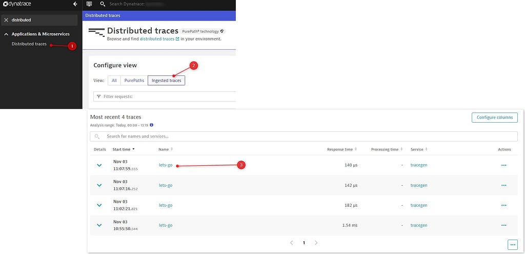 Distributed Traces in Dynatrace