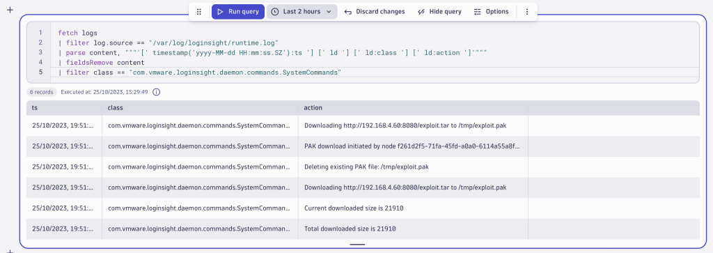 MVware Aria Operations for Logs DPL example to filter out records