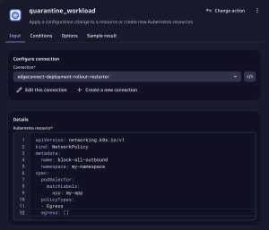 Quarantine workload screenshot