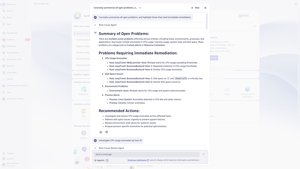 Figure 1: Dynatrace Assist understands your data and explains what’s happening in your environment.