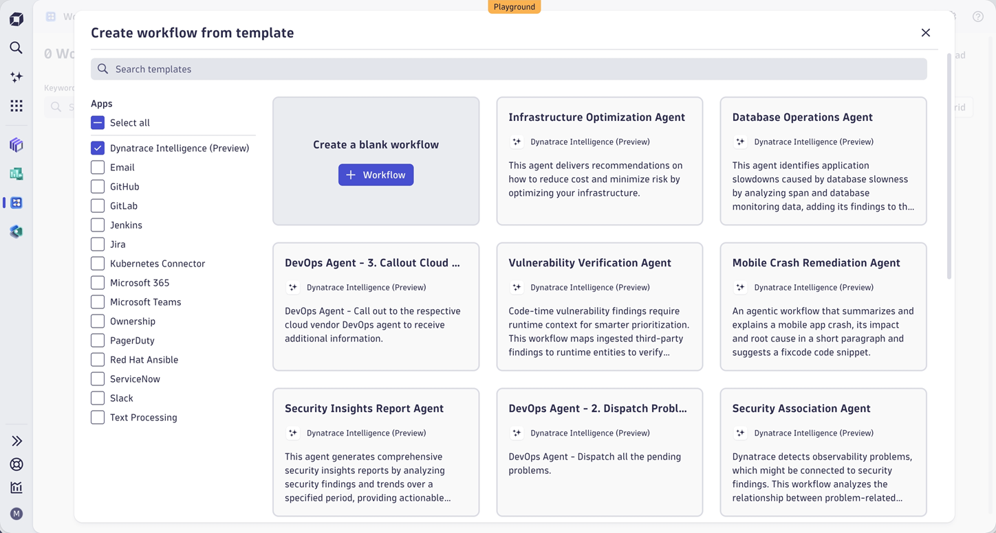 Figure 2. Agentic workflow templates available in preview