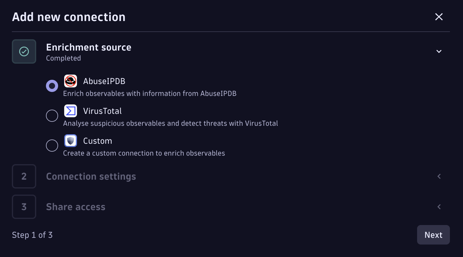 Select your enrichment source.