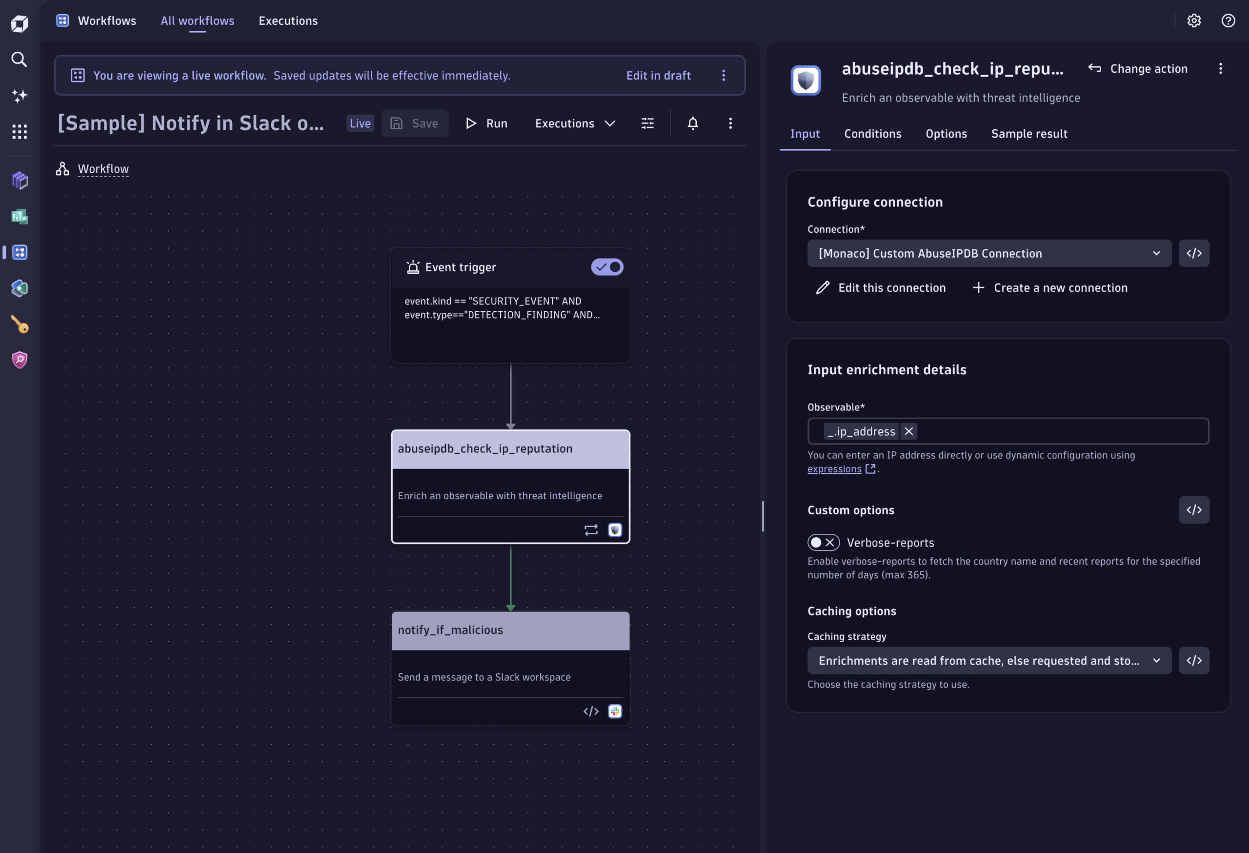 Example of a workflow with enrichment included