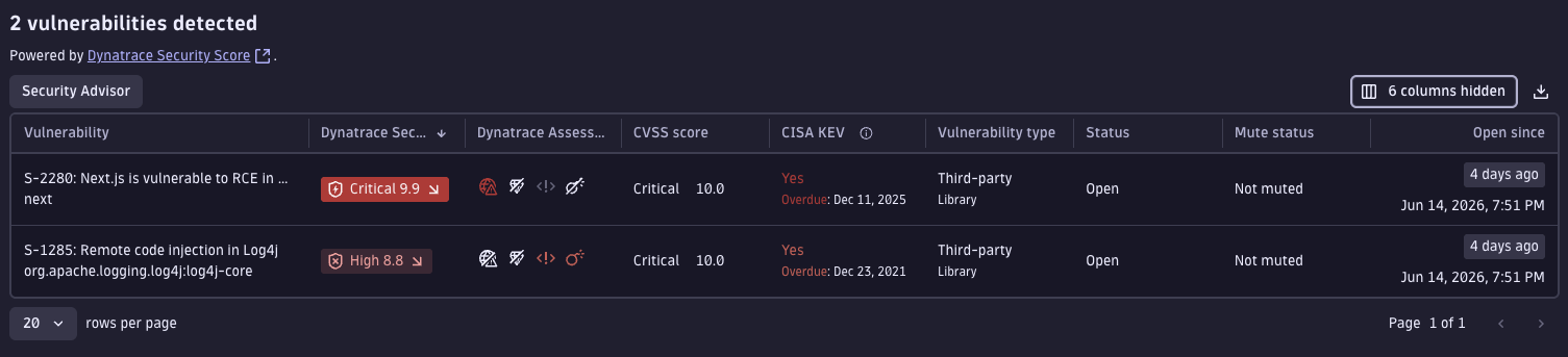 Vulnerabilities detected screenshot
