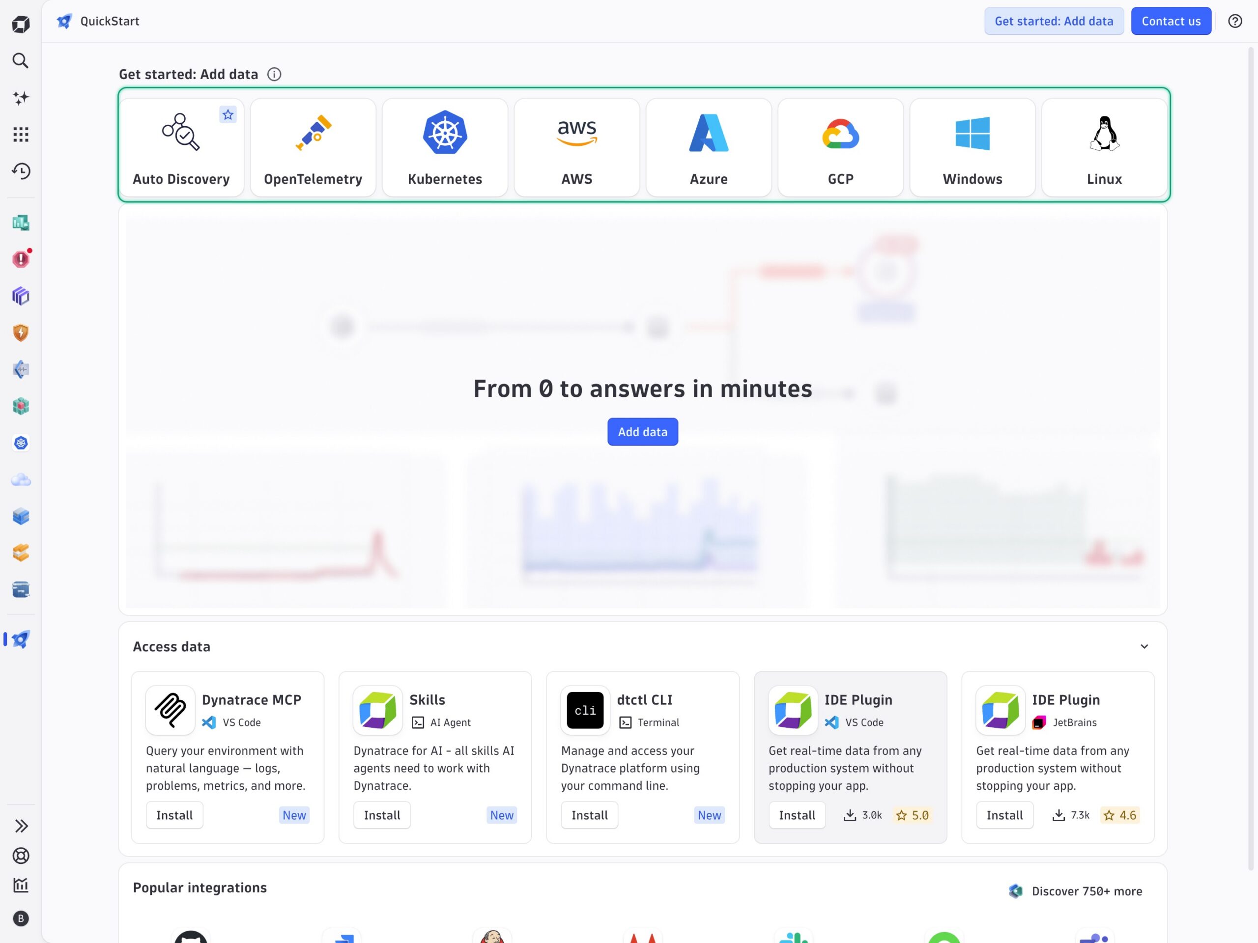 Figure 2. Add data sources with one-click tiles for every common data source.