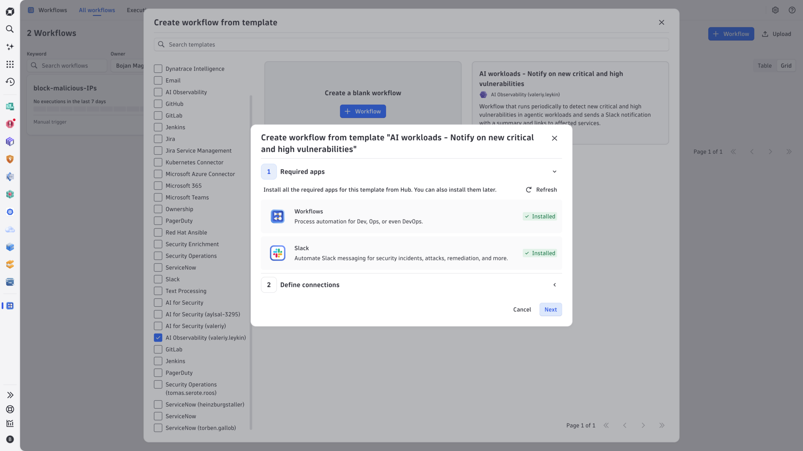 The "Notify on New Critical & High Vulnerabilities" workflow template